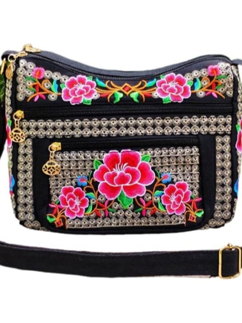 Hobo Crossbody Bag for women, Vintage Ethnic Tribal Embroidered Boho Hippie Tote